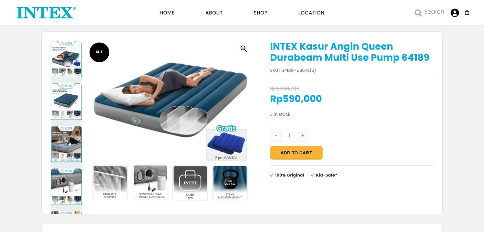 Intex Indonesia — Halaman detail produk