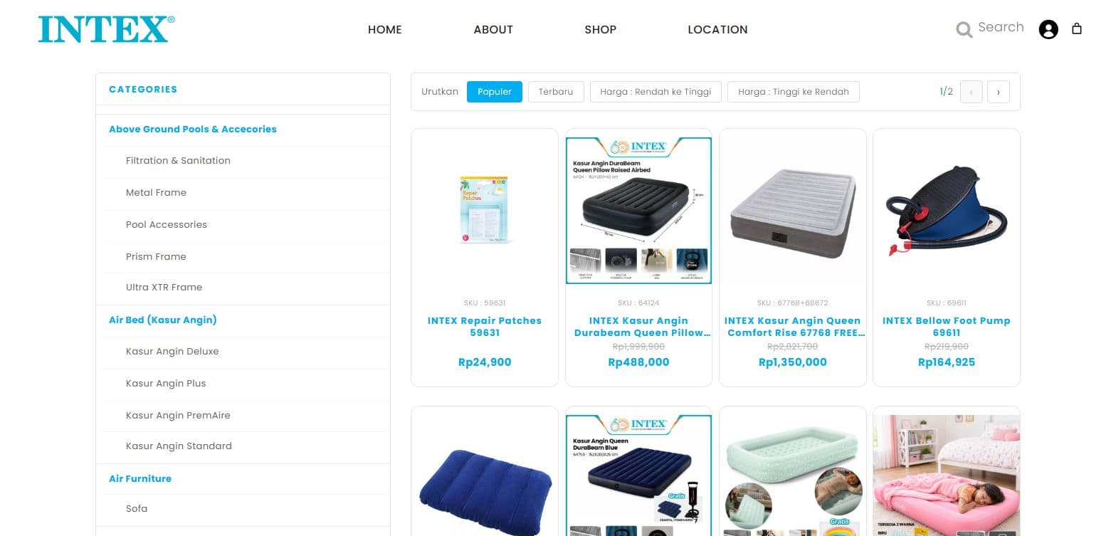 Intex Indonesia — Halaman kategori produk